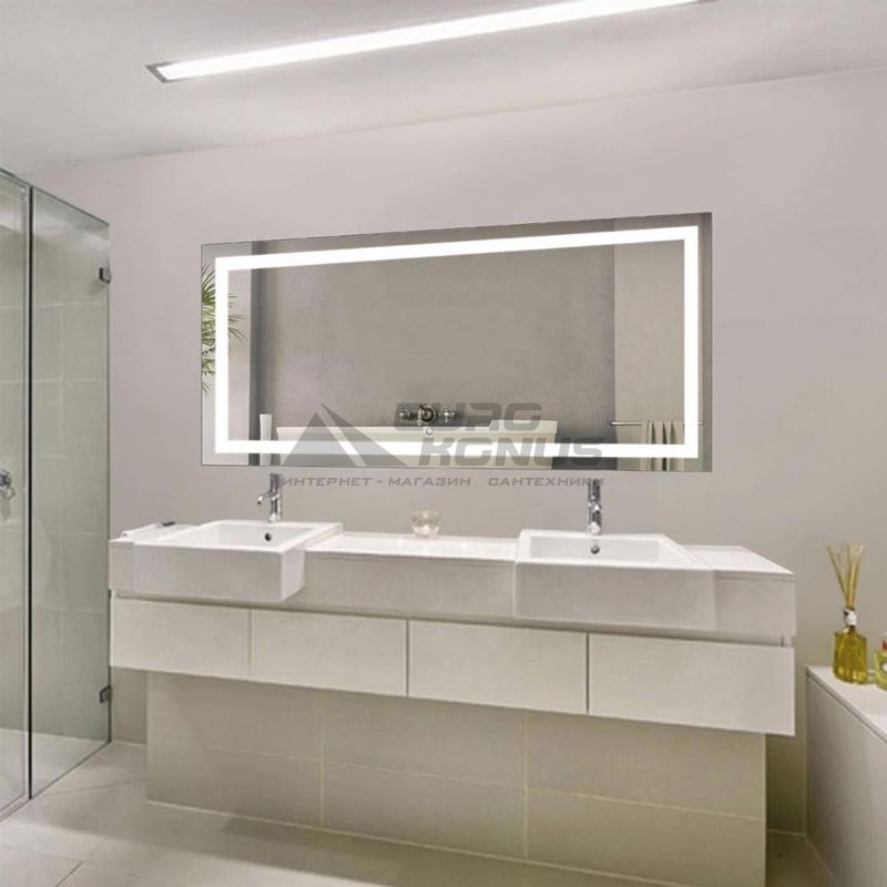DUSEL Зеркало с подогревом, LED подсветкой Smart, часами и температурой DE-M1091 75x120 см
